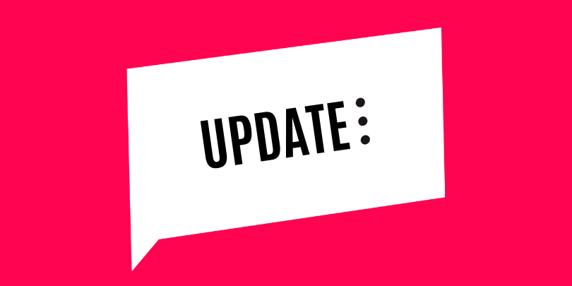 Graphic of text bubble that says "Update" 